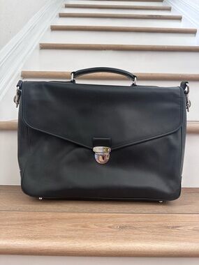 Coach Black Leather Briefcase Messenger Bag - Men's Work Bag
